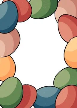 Easter eggs frame with space for your text or photo. on a white background. Stock Illustration