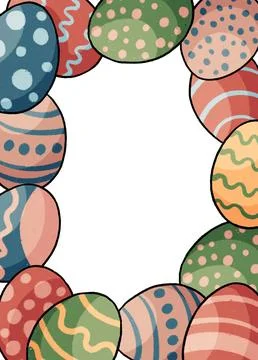 Easter eggs frame with space for your text or photo. on a white background. Stockillustratie