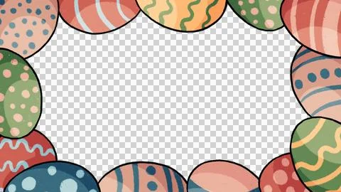 Easter eggs frame with space for your text or photo. isolate on a transparent bg Stock Illustration