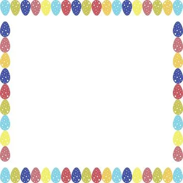 Easter eggs frame on transparent background. Easter egg hunt template with em Stock Illustration