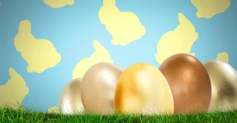 Easter eggs in front of pattern Illustrazione stock