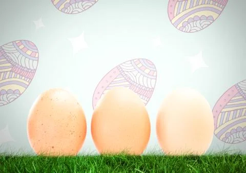Easter eggs in front of pattern Stock Illustration