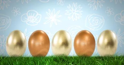 Easter eggs in front of pattern 库存照片