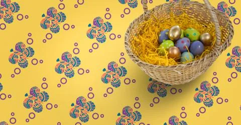 Easter eggs in front of pattern Stock Fotos