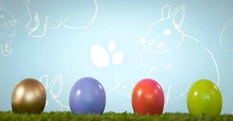 Easter eggs in front of pattern Stock Fotos