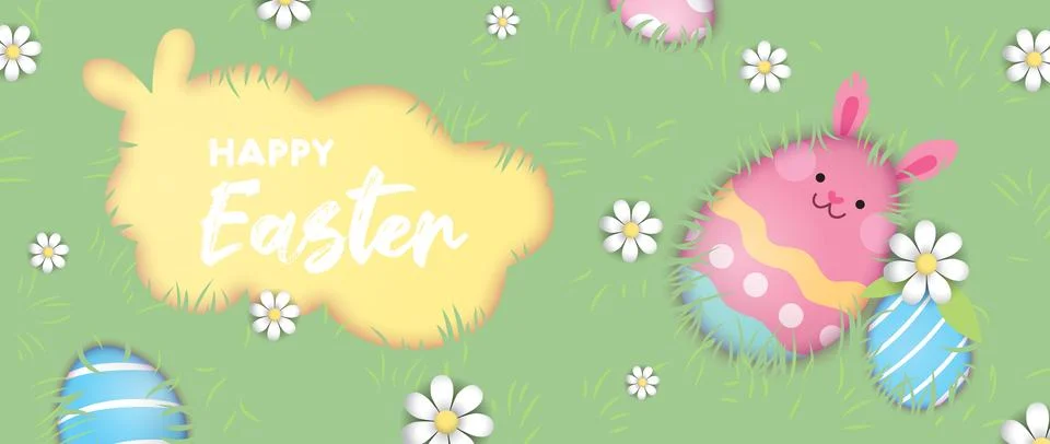Easter eggs in a garden grass vector Stock Illustration