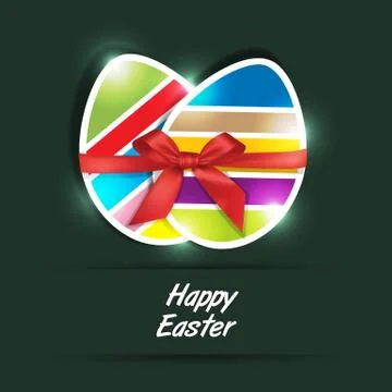 Easter eggs gift  in green background Stock Illustration