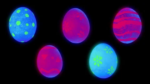 Easter Eggs Glowing Neon Ultraviolet Stock Footage 303504535