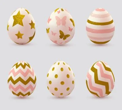 Easter eggs with golden elements 스톡 일러스트