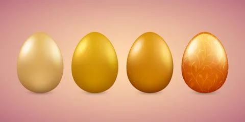 Easter Eggs Golden Set Stock Illustration