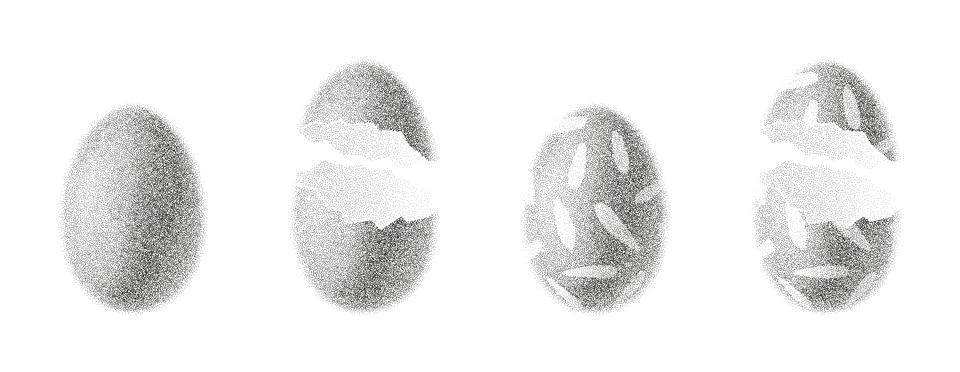 Easter eggs with gradient from dots イラスト素材