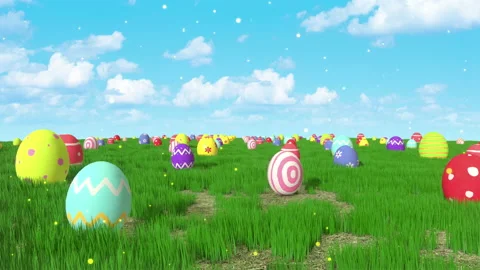 Easter Eggs Grass Field Stock Footage 235460167