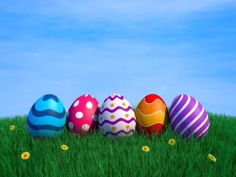 Easter eggs on grass Stock Illustration