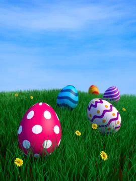 Easter eggs on grass Stock Illustration