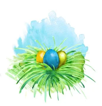Easter eggs in grass Stock Illustration
