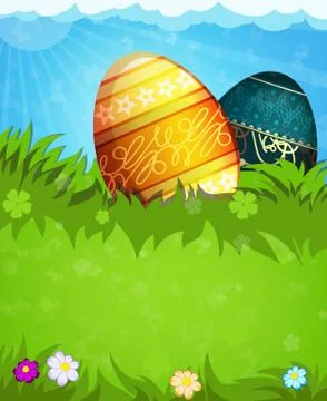 Easter eggs in the grass 스톡 일러스트