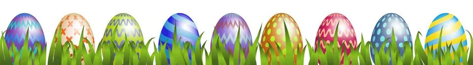 Easter eggs with grass Stock Illustration