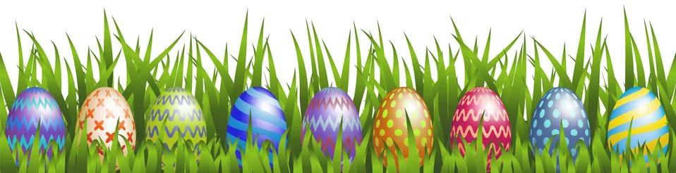 Easter eggs with grass Stock Illustration