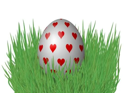 Easter eggs on grass isolated on white background Stock Illustration