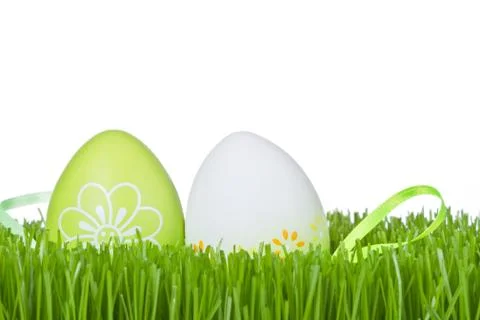 Easter eggs in grass Stock Photos