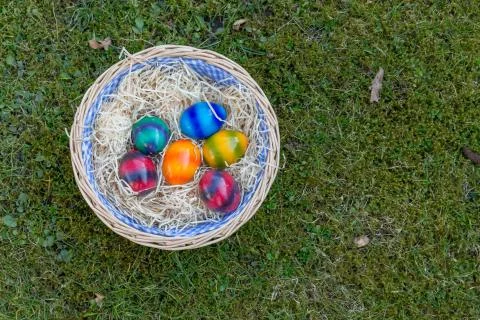 Easter eggs in the grass Stock Photos