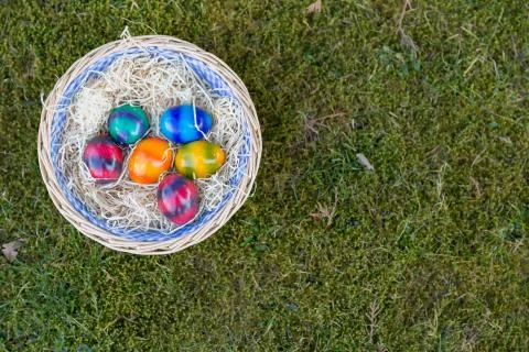 Easter eggs in the grass Stock Photos