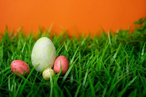 Easter eggs in the grass Foto stock