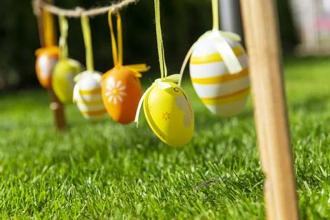 Easter eggs in grass. Stock Photos