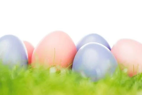 Easter eggs in grass Stock Photos