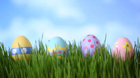 Easter eggs in grass, time lapse Stock Footage 32714071