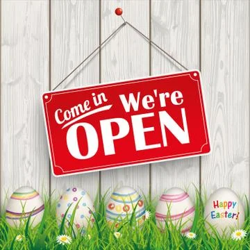 Easter Eggs Grass Wood Open Stock Illustration
