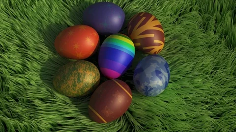 Easter eggs in the grass2 Stock Footage 106278180
