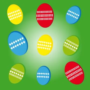 Easter eggs on green background Illustrazione stock