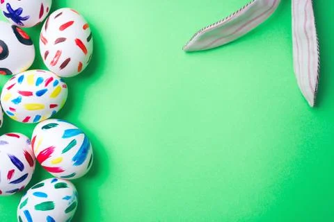 Easter eggs in a green background Stock Photos