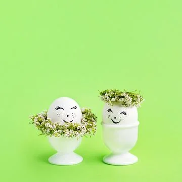 Easter eggs on green background Stock Photos