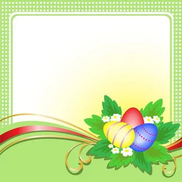 Easter eggs on green card three Easter eggs with a bouquet on a green plai... Stock Photos