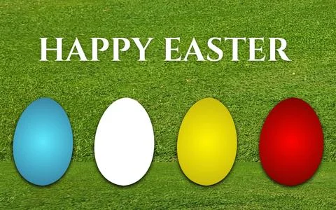 Easter eggs on green grass background Illustrazione stock