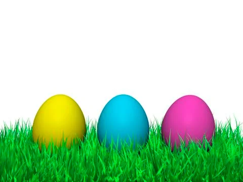 Easter Eggs On Green Grass Stock Illustration