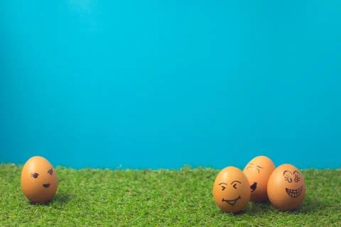 Easter eggs on the green grass. Stock Photos