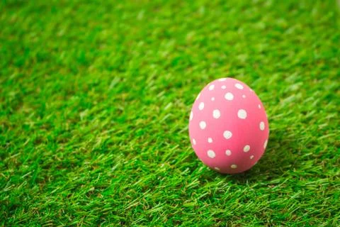 Easter eggs on the green grass. Stock Photos
