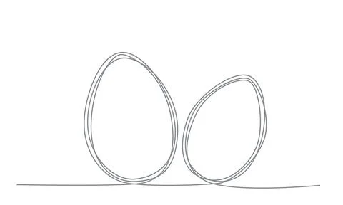 Easter eggs hand draw continues line. Vector stock illustration isolated on Stock Illustration