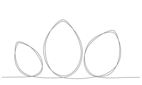 Easter eggs hand draw continues line. Vector stock illustration isolated on Stock Illustration