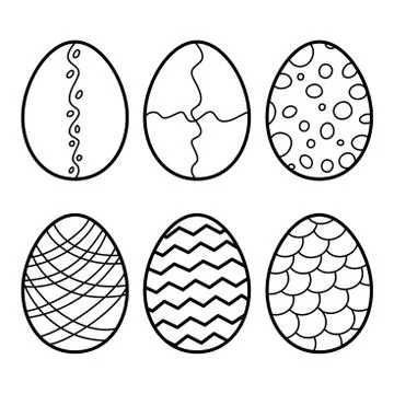 Easter eggs. Hand drawn decorative egg set elements in vector for coloring bo 스톡 일러스트
