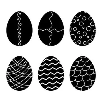 Easter eggs. Hand drawn decorative egg set elements in vector for coloring bo 스톡 일러스트