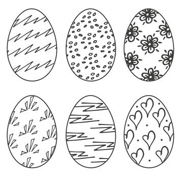 Easter eggs hand drawn doodle set. Elements for holiday isolated on white Illustrazione stock