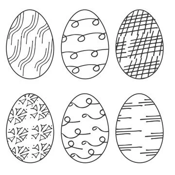 Easter eggs hand drawn doodle set. Black elements for holiday isolated on white Stockillustratie
