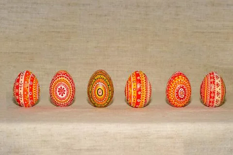 Easter eggs, hand-painted with acrylic paints, art Stock Photos