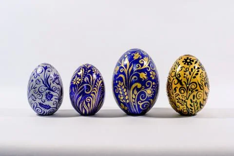 Easter eggs, hand-painted with acrylic paints, art Stock Photos