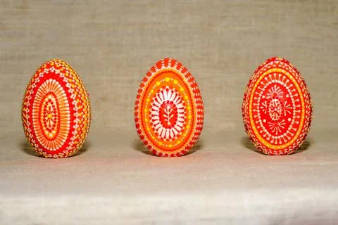 The Easter eggs, hand-painted with acrylic paints Stock Photos