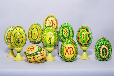 The Easter eggs, hand-painted with acrylic paints Foto stock